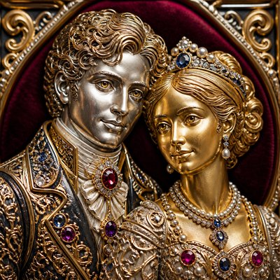 portrait of two people together — jewelry-art Art Style
