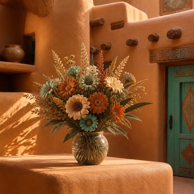 bouquet of flowers in a glass vase