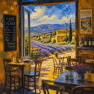 cozy cafe interior with warm lighting