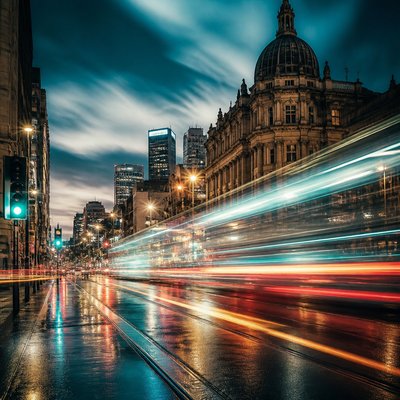 urban street with city activity