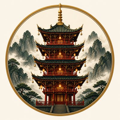 an emblem of a mountain peak inside a circle, simple bold shapes on a plain background, no text or lettering
