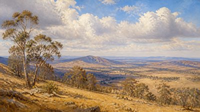 sweeping panoramic landscape with a dramatic sky