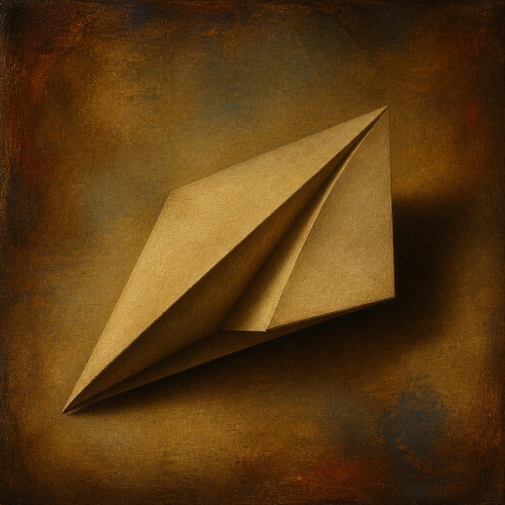 a paper plane, clean minimal composition on a plain background, no text