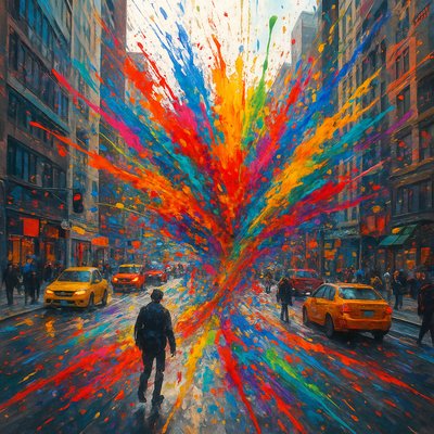 Busy urban city street