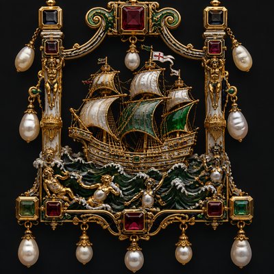 sailing ship on a stormy sea