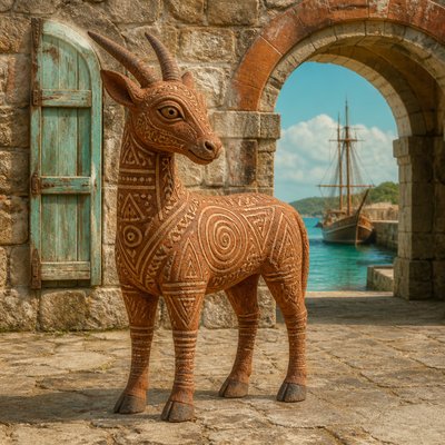 animal standing in natural pose — Antiguan Art Style
