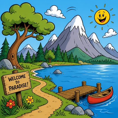 serene landscape with mountains and water