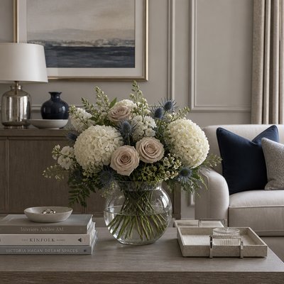 bouquet of flowers in a glass vase
