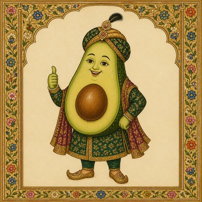 a happy avocado character giving a thumbs up, bold readable design on a plain background, no text