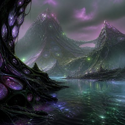 serene landscape with mountains and water
