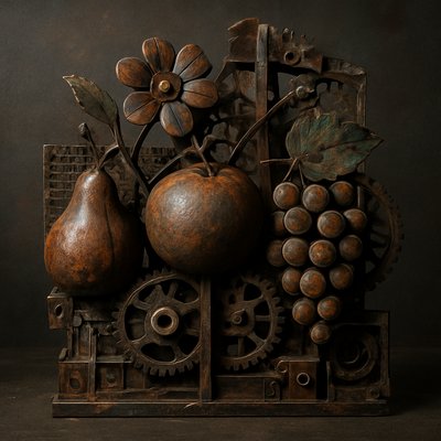 still life arrangement of fruits and flowers