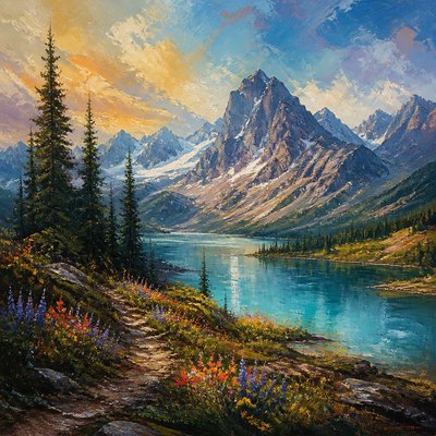 wide landscape with natural scenery — Digital Painting Art Style
