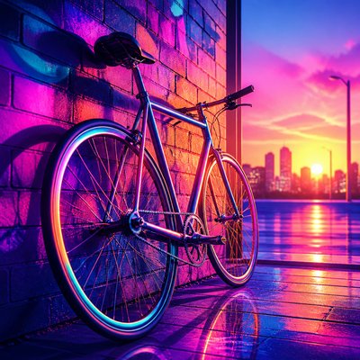 bicyle resting against a wall — Digital Art Style