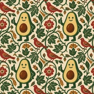 a happy avocado character giving a thumbs up, bold readable design on a plain background, no text