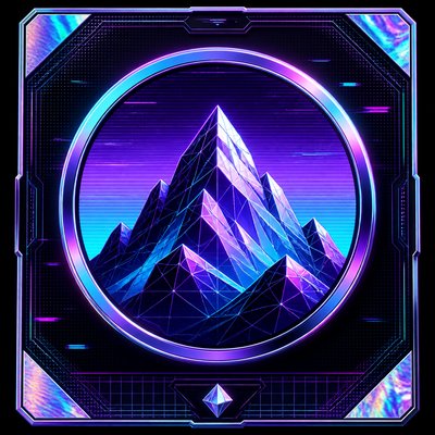 an emblem of a mountain peak inside a circle, simple bold shapes on a plain background, no text or lettering
