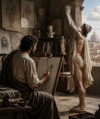 a man standing next to a man in a room