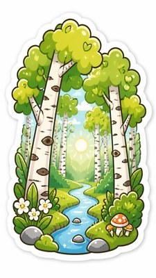 a serene birch forest in soft morning light, no people, no text