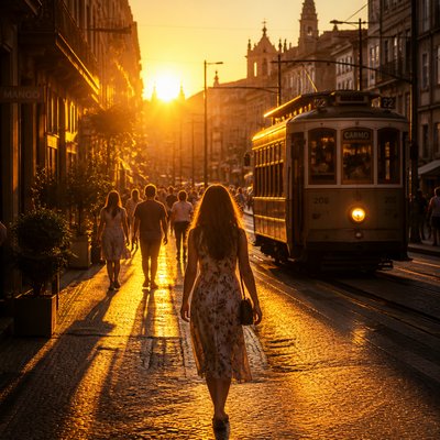 urban street with city activity