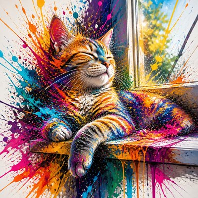 a cat lounging in a sunlit window