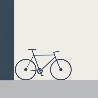 bicyle resting against a wall — Minimalism Art Style