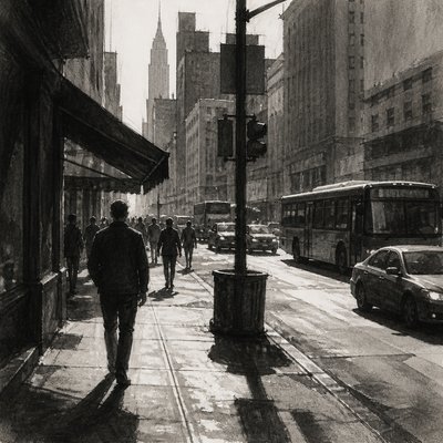 urban street with city activity