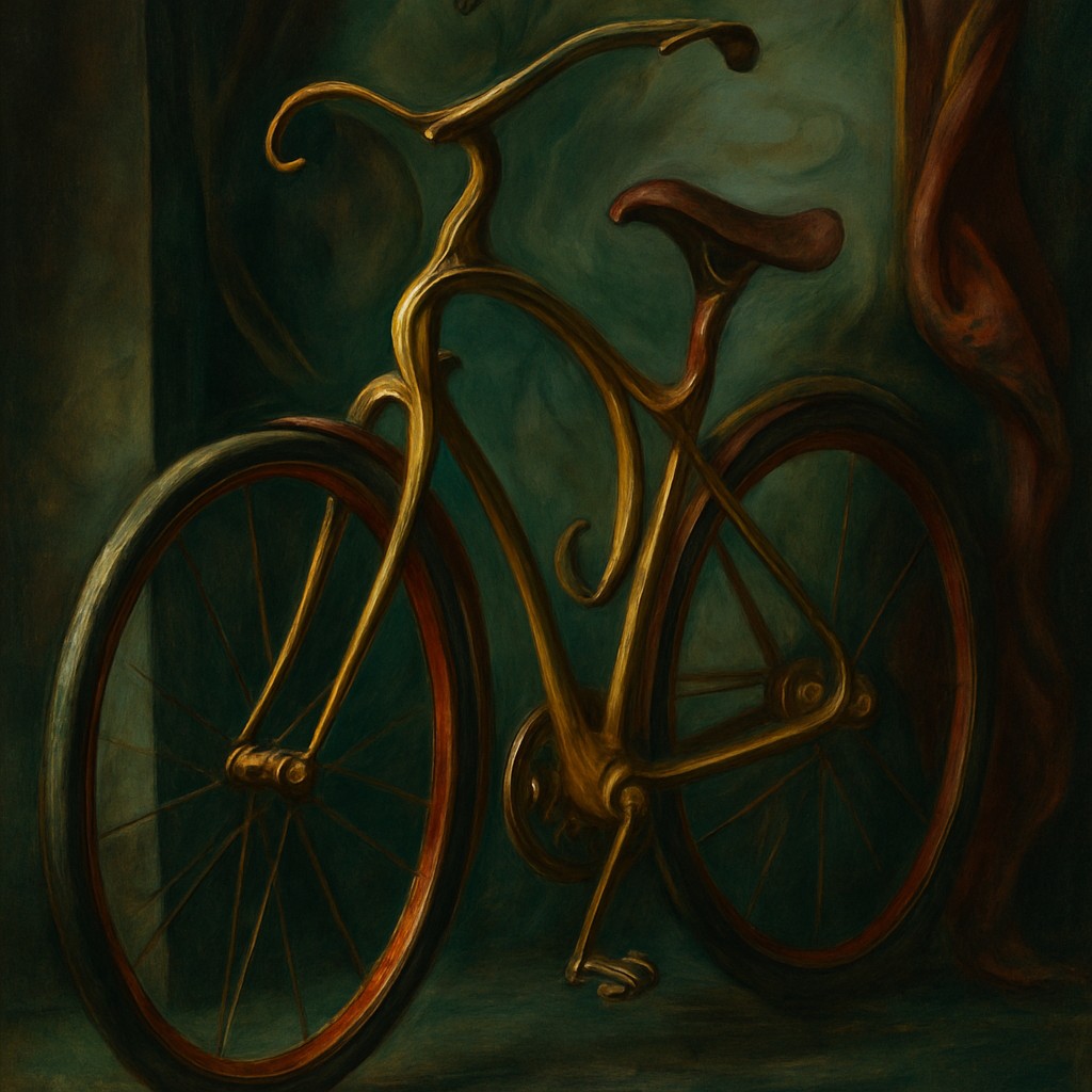 bicyle resting against a wall