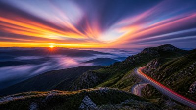 sweeping panoramic landscape with a dramatic sky