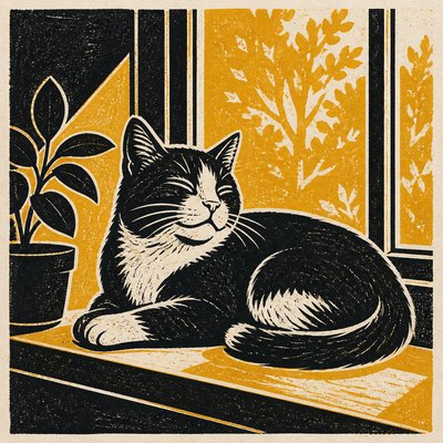 a cat lounging in a sunlit window