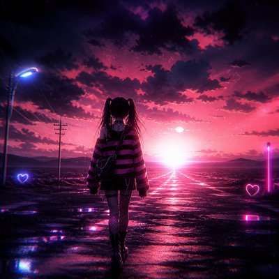 a solitary figure walking toward a glowing horizon across an empty plain, moody atmosphere, no text or lettering