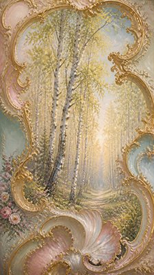 a serene birch forest in soft morning light, no people, no text