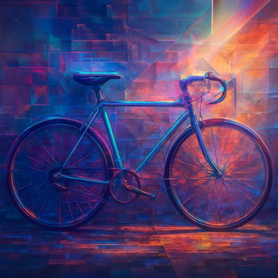 bicyle resting against a wall