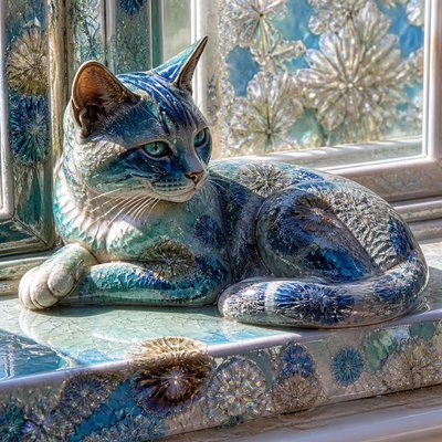 a cat lounging in a sunlit window