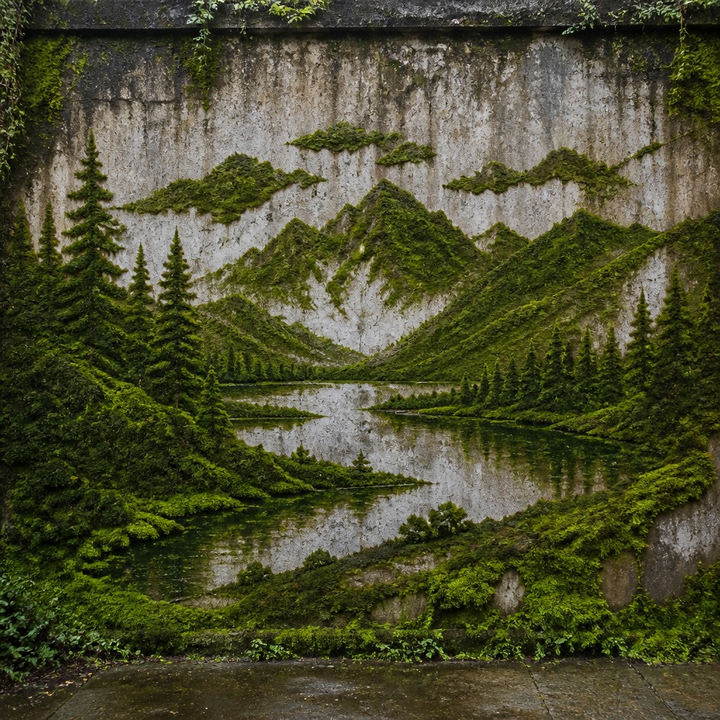 serene landscape with mountains and water