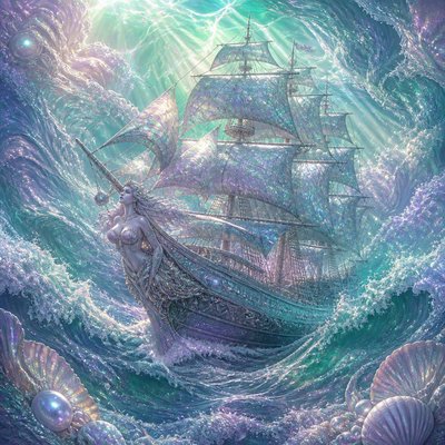 sailing ship on a stormy sea