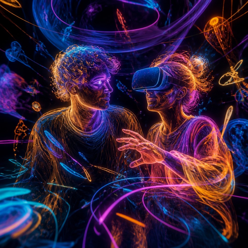 portrait of two people together — VR Art Style
