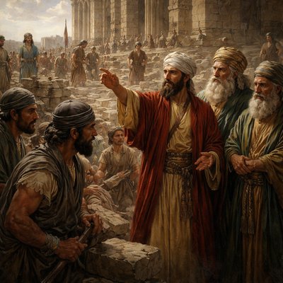 Express without words “But Zerubbabel, and Jeshua, and the rest of the chief of the fathers of Israel, said unto them, Ye have nothing to do with us to build an house unto our God; but we ourselves together will build unto the LORD God of Israel, as king Cyrus the king of Persia hath commanded us.” (Ezra 4:3, KJV)
