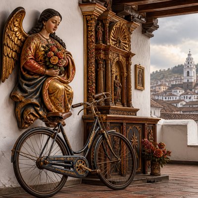 bicyle resting against a wall — Ecuadorian Art Style