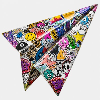 a paper plane, clean minimal composition on a plain background, no text