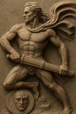 a statue of a man holding a baseball bat