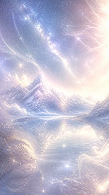 a tranquil mountain lake beneath a starry night sky, no people, no text