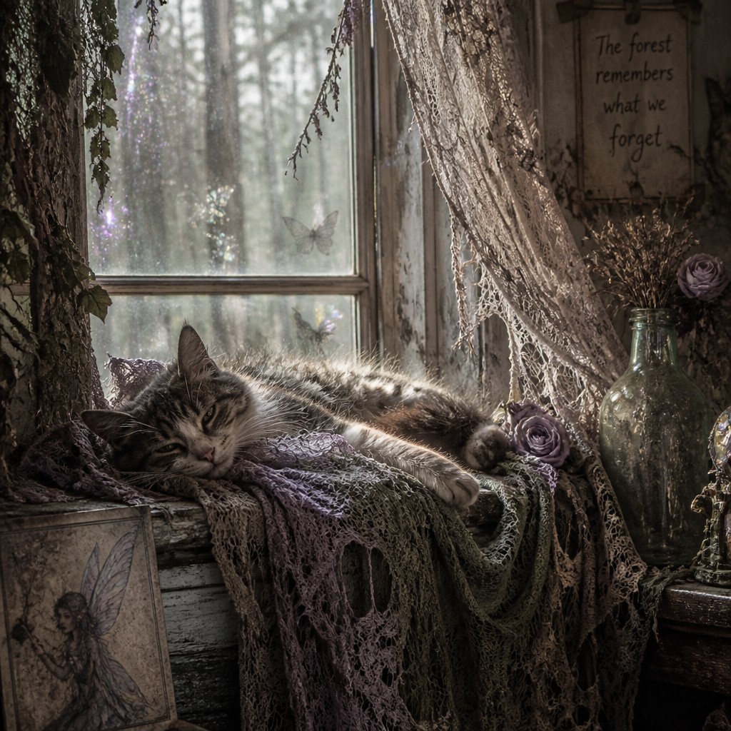 a cat lounging in a sunlit window — Fairy Grunge Aesthetic