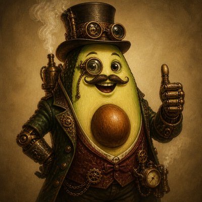 a happy avocado character giving a thumbs up, bold readable design on a plain background, no text