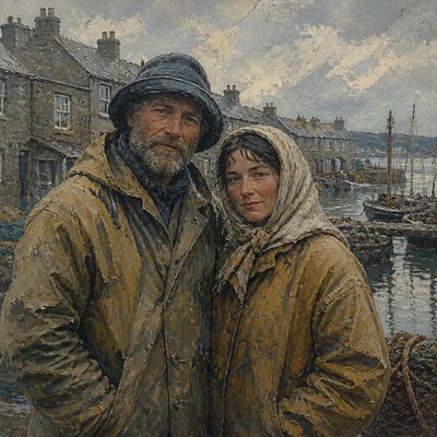 portrait of two people together — Newlyn Art Style
