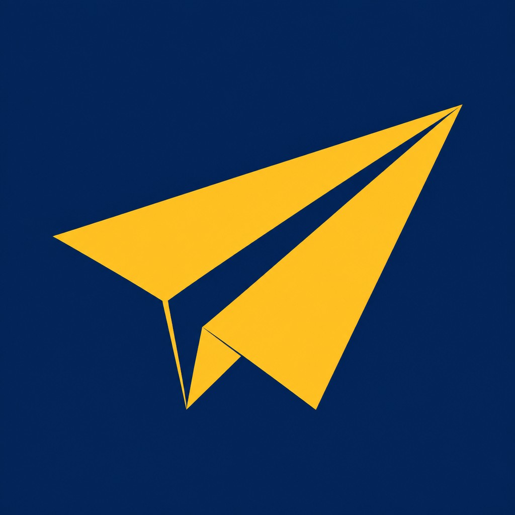 a paper plane, clean minimal composition on a plain background, no text
