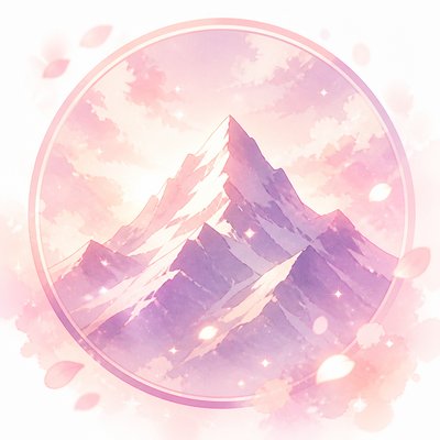 an emblem of a mountain peak inside a circle, simple bold shapes on a plain background, no text or lettering