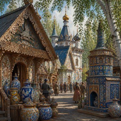 urban street with city activity — Abramtsevo Art Style