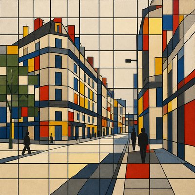 Grid Composition Art Style Style Transfer Example