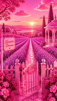 a field of lavender stretching to distant hills at dusk, no people