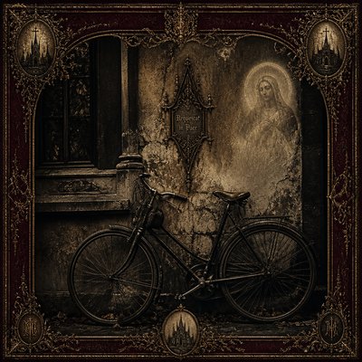 bicyle resting against a wall — Victorian Gothic Art