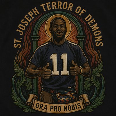 a black man with a cross on his chest